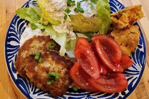 Crispy Tuna Patties with Marinated Tomato Petals